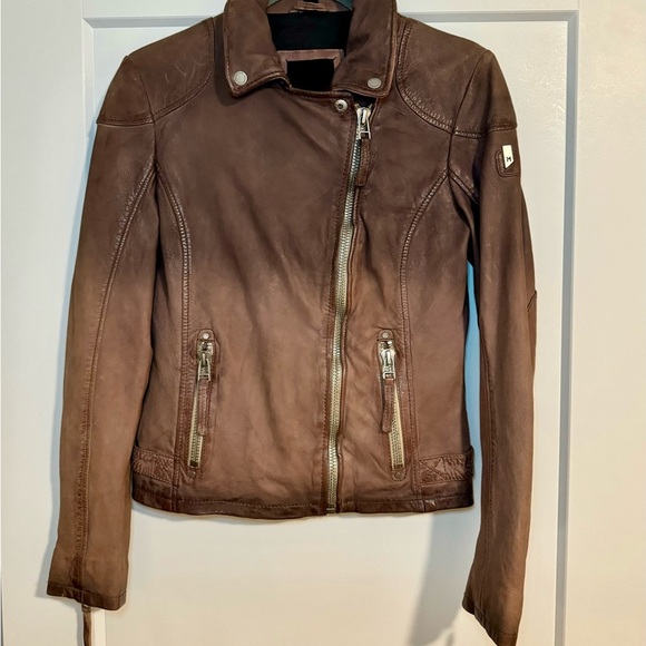 New Mauritius Distressed Leather Brown Y2K 90’s vibe Jacket Size US 8 EU M DE38 - Picture 14 of 16